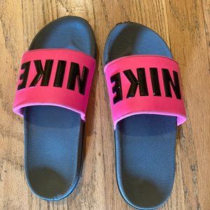 neon nike slides